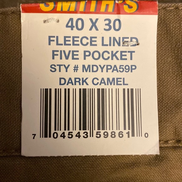 Men’s Smith’s Fleece Lined Five Pocket Pant Size 40 X 30 - Picture 7 of 10